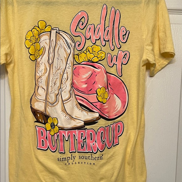 Simply Southern Tops - Simply Southern Saddle Up Buttercup Tee - NWT